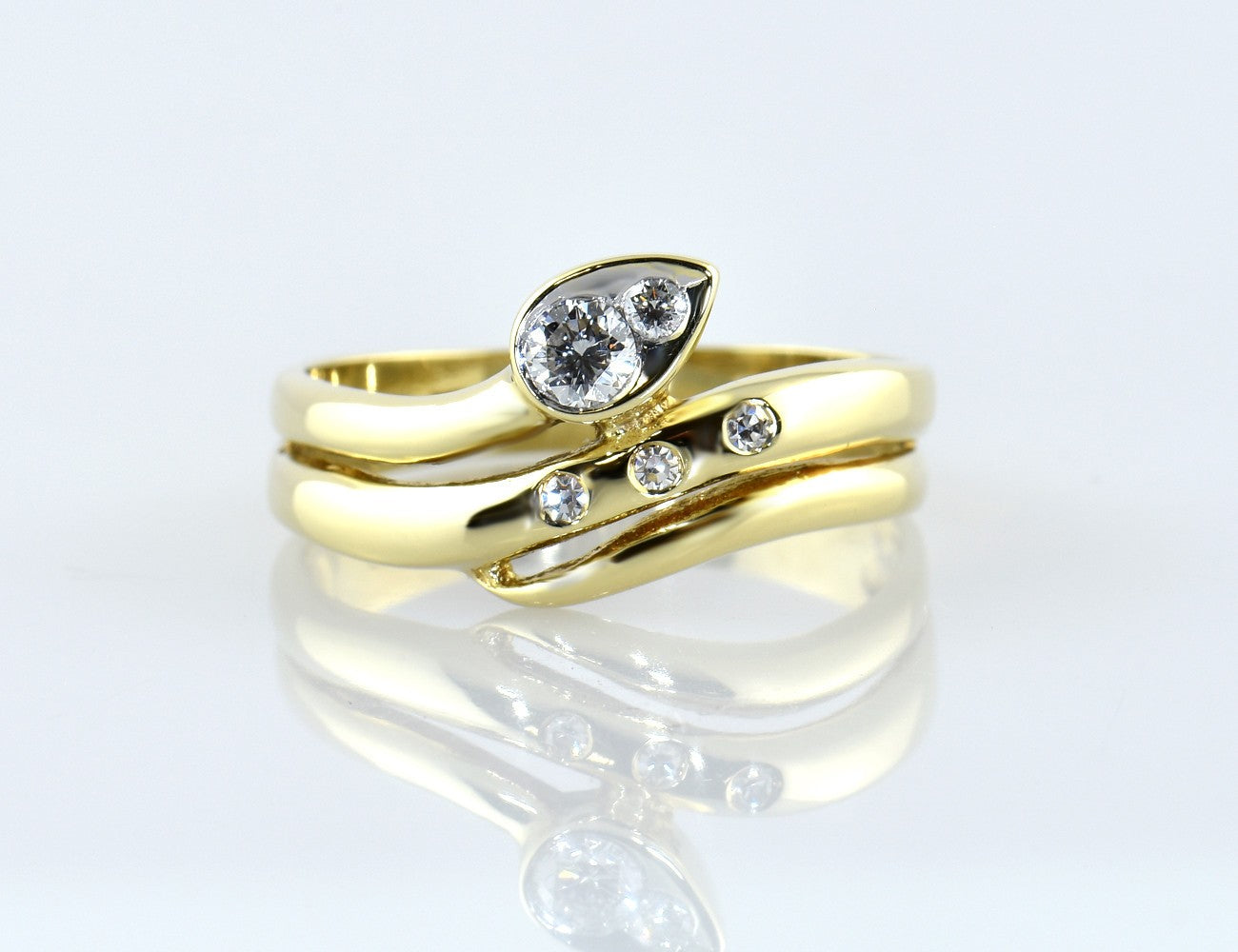 Diamant Ring 585/000 14 K Gelbgold 5 Brillanten zus. 0,20 ct