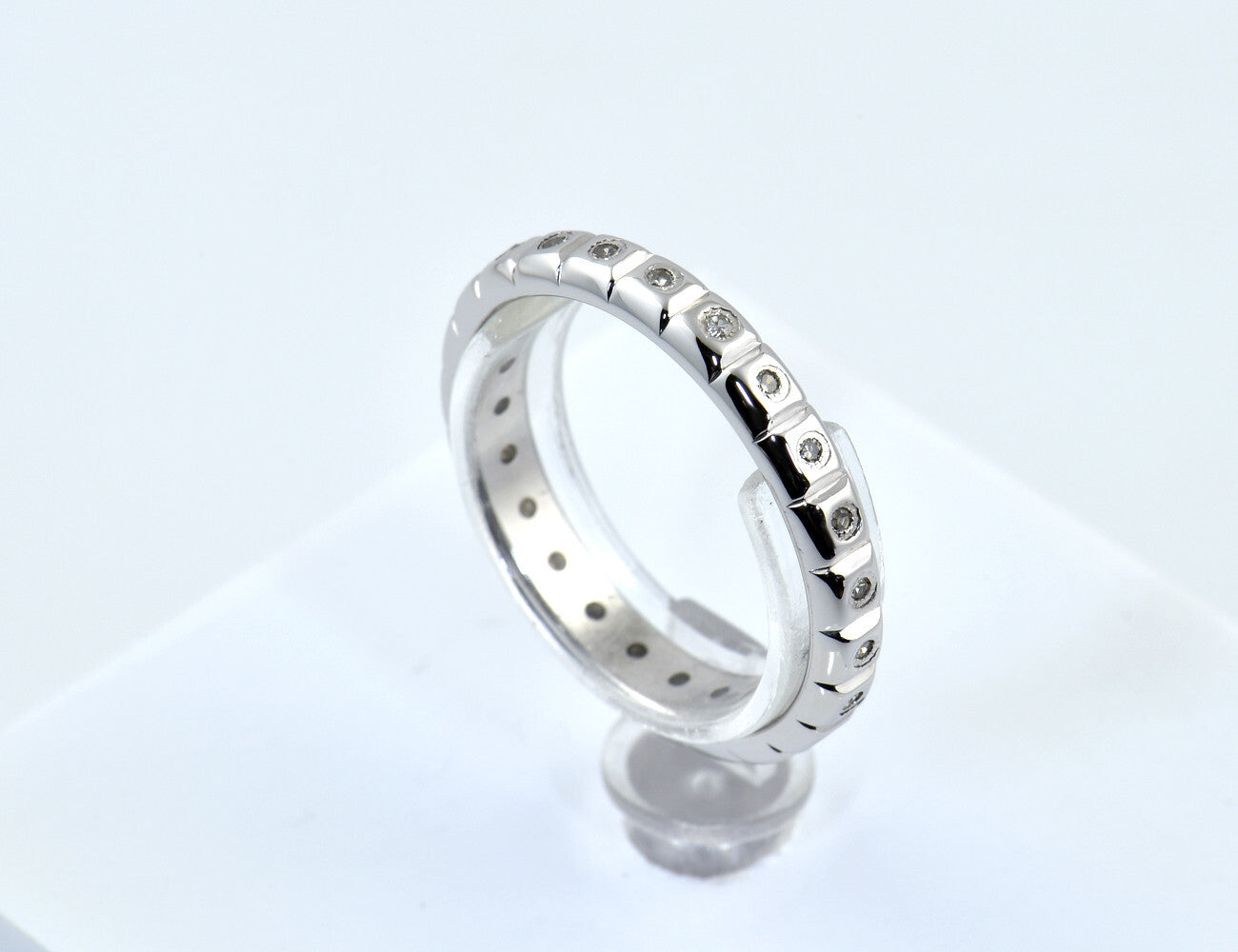 Memoire Diamant Ring 585/000 14 K Weißgold 23 Diamanten zus. 0,11 ct
