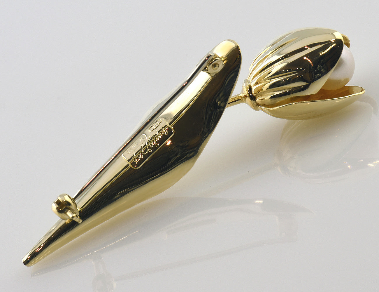 Brosche Perle 585/000 14 K Gelbgold