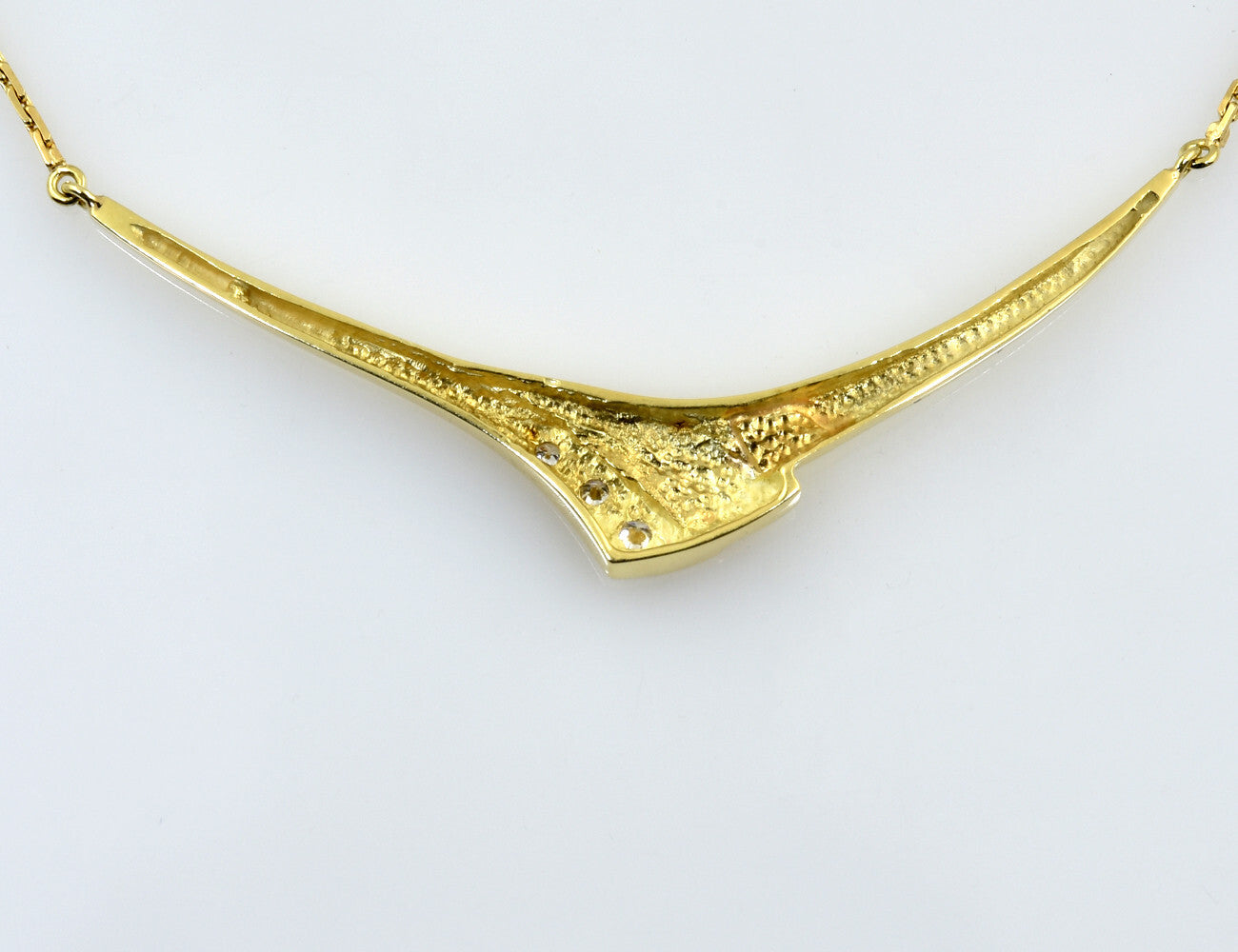 Kette 585/000 14 K Gelbgold Collier 3 Brillanten zus. 0,08 ct, 42 cm lang