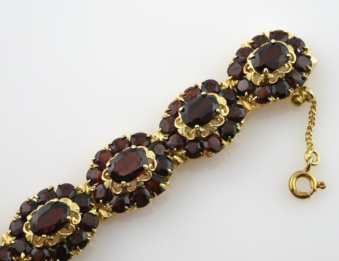 Granat Armband 585/000 14 K Gelbgold 19 cm lang