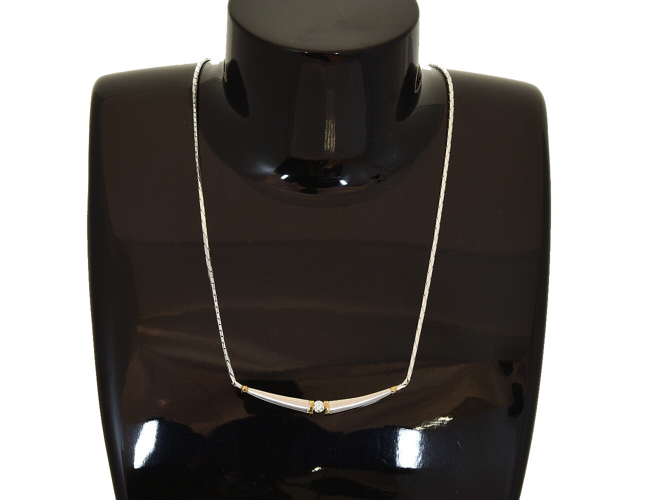 Kette 585/000 14 K Weißgold Collier 1 Diamant 0,14 ct, 43 cm lang
