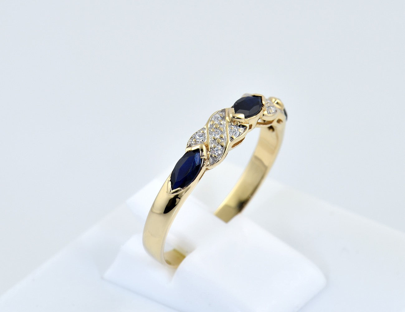 Saphir Ring 585/000 14 K Gelbgold Zirkonia