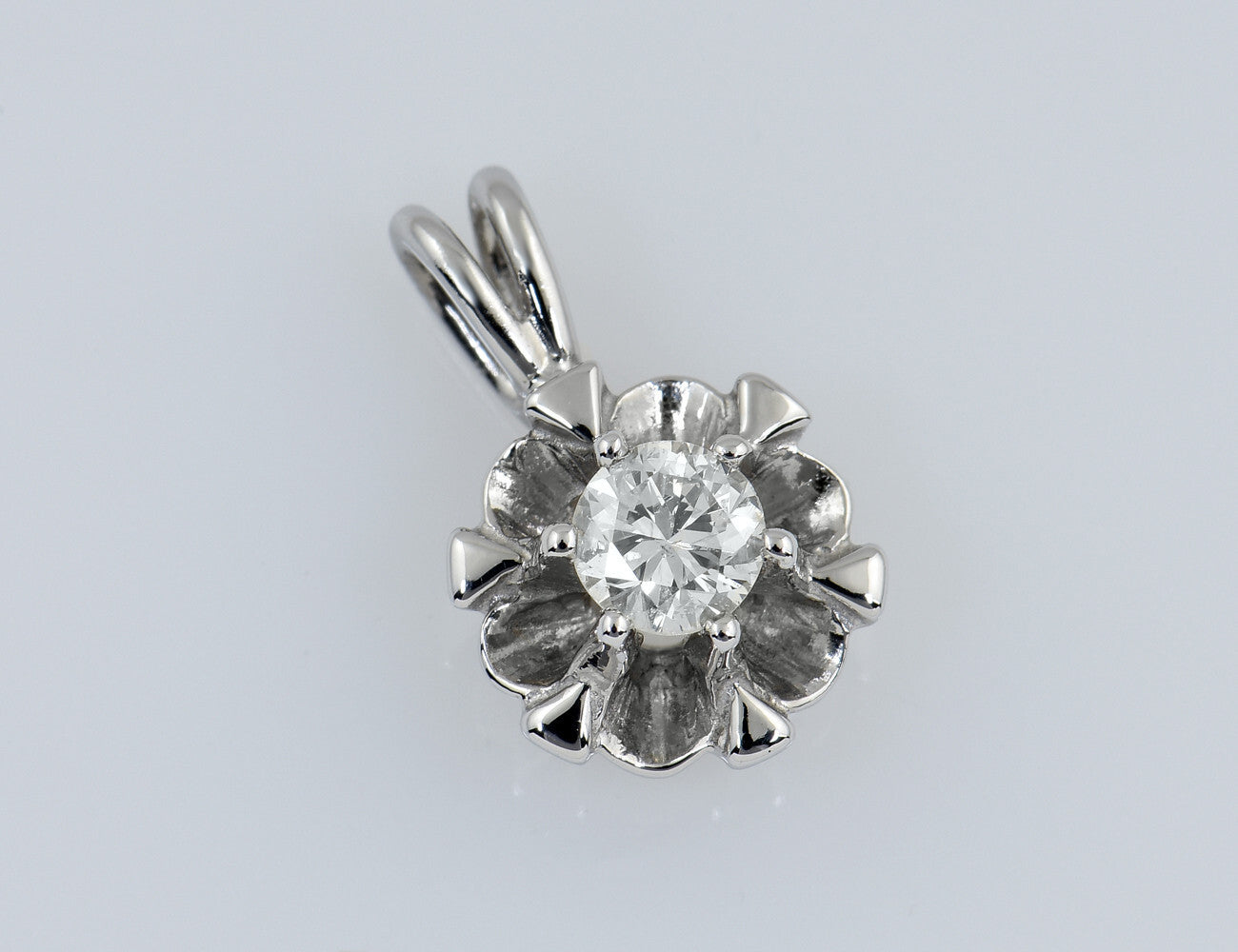 Solitär Anhänger Diamant 585/000 14 K Weißgold  Brillant 0,25 ct