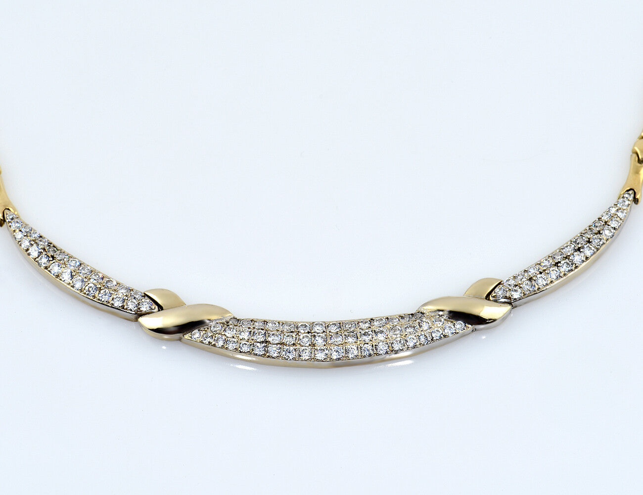 Kette 585/000 14 K Gelbgold Collier Zirkonia 46 cm lang