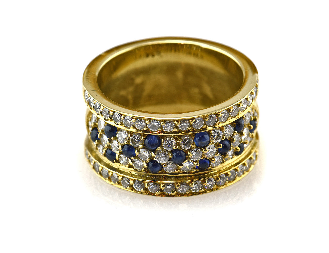 Saphir Diamant Ring 750 18 K Gelbgold 65 Brillanten zus. 1,00 ct