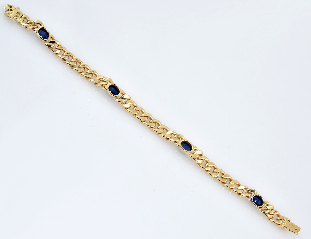 Armband Saphir 585/000 14 K Gelbgold 48 Brillanten zus. 0,50 ct 19,50 cm