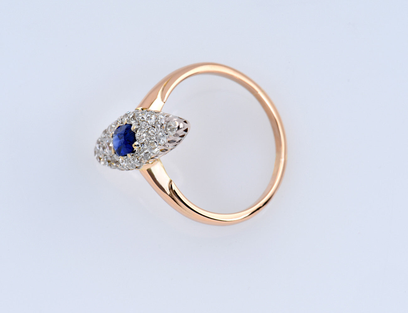 Saphir Diamant Ring 585/000 14 K Rotgold 23 Diamanten zus. 0,60 ct