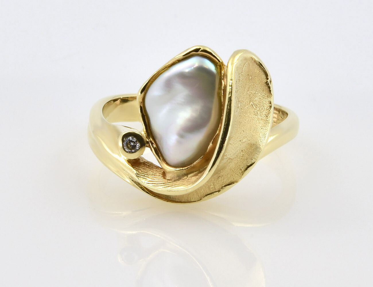 Keshiperlen Ring 585/000 14 K Gelbgold, Brillant 0,02 ct