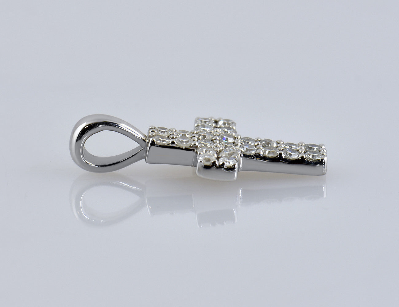 Anhänger Kreuz Diamant 585/000 14 K Weißgold 24 Diamanten zus. 0,24 ct