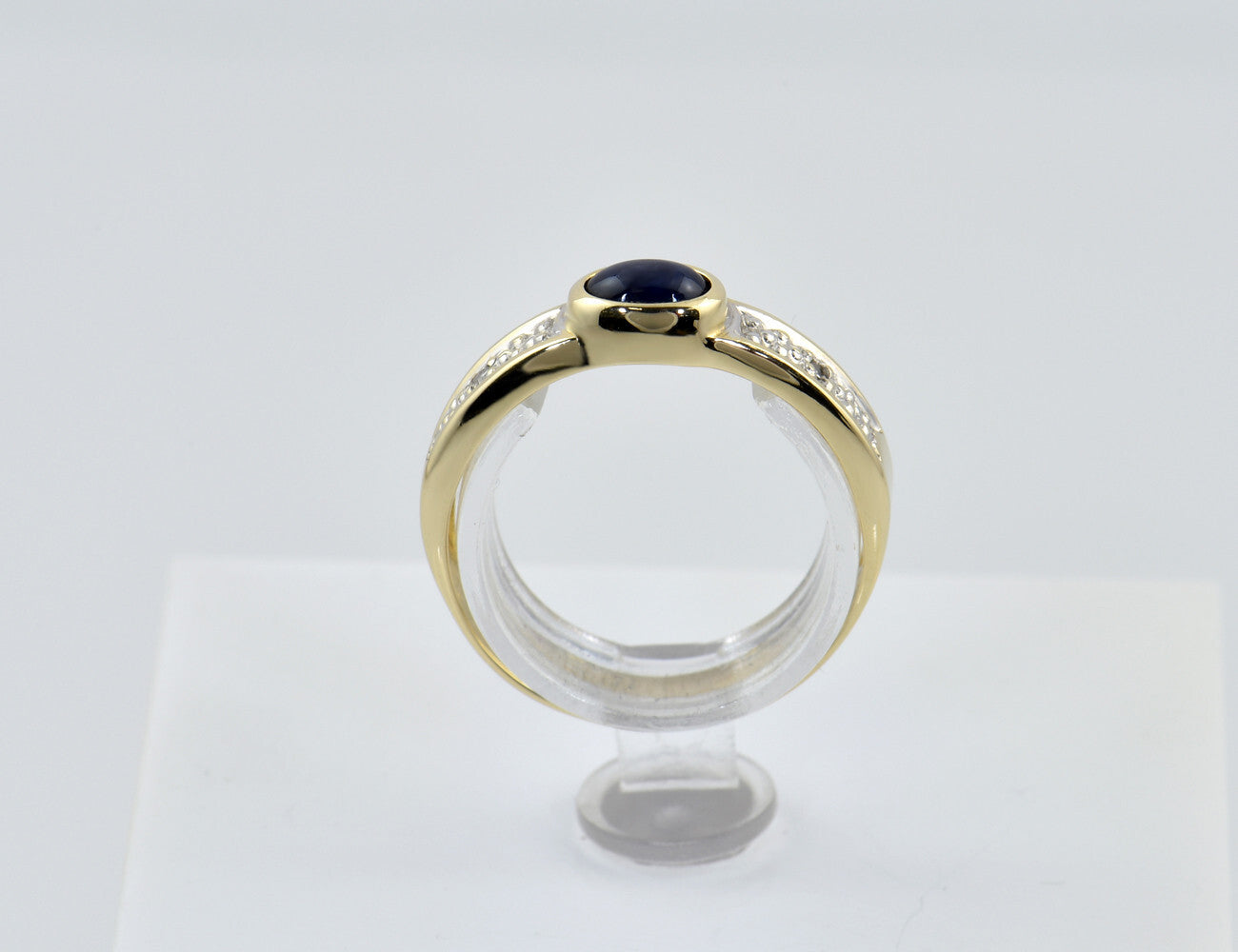 Saphir Diamant Ring 585/000 14 K Gelbgold 2 Diamanten zus. 0,02 ct