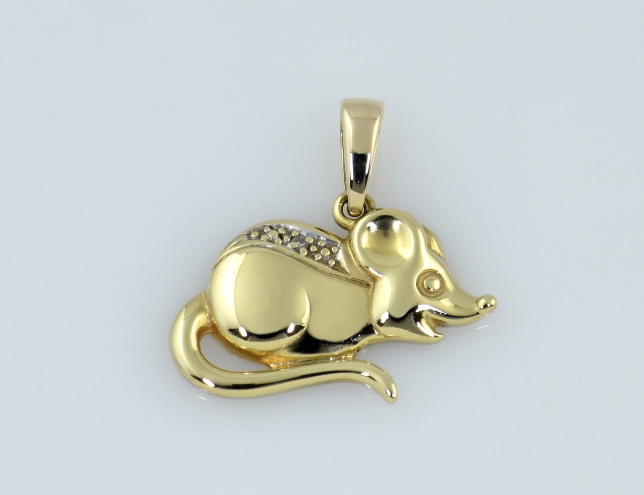 Anhänger Maus mit 1 Diamant  585/000 14 K Gelbgold