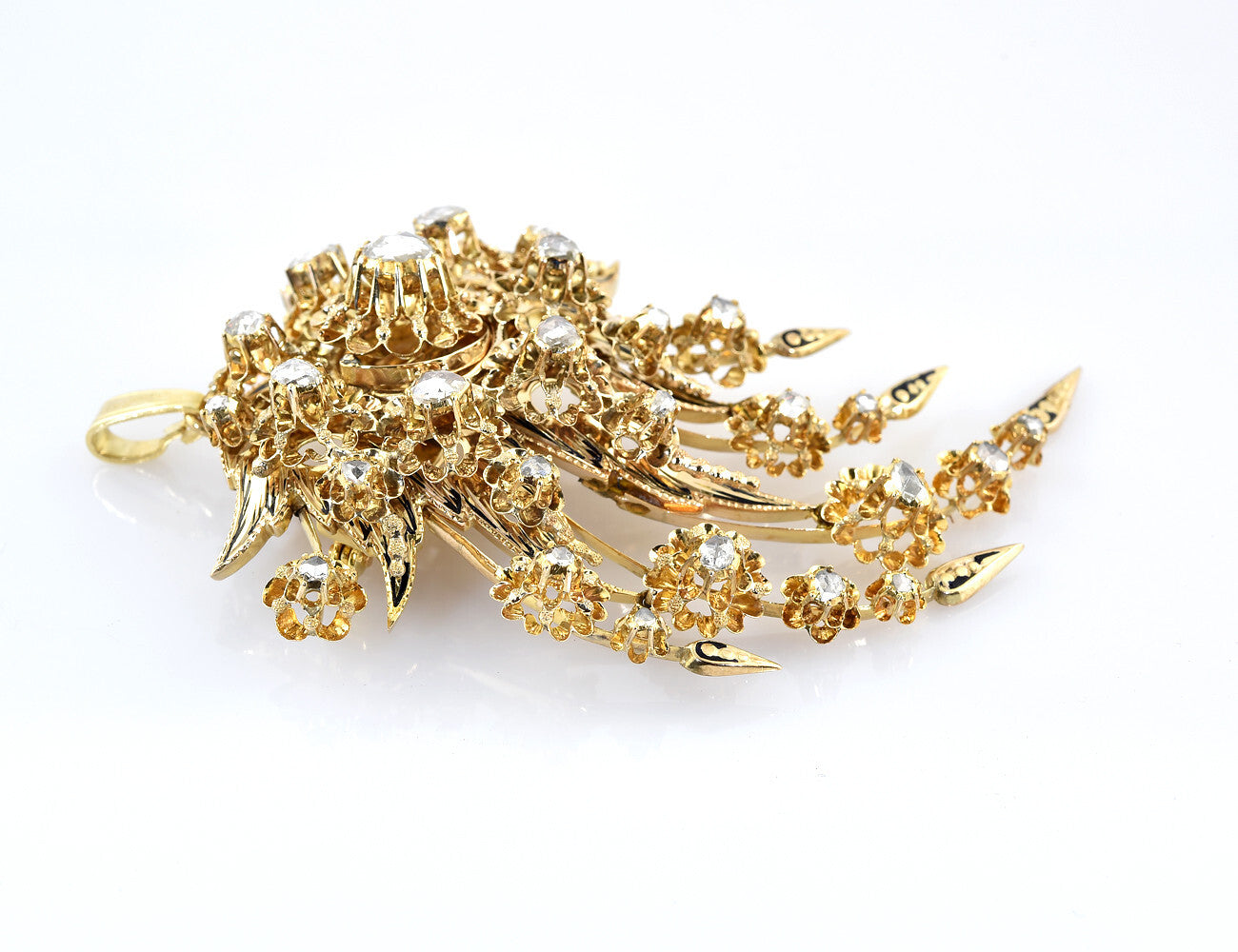 Antiker Anhänger ca. 1805-1830, 585/000 14 K Gelbgold 25 Diamanten zus. 1,75 ct