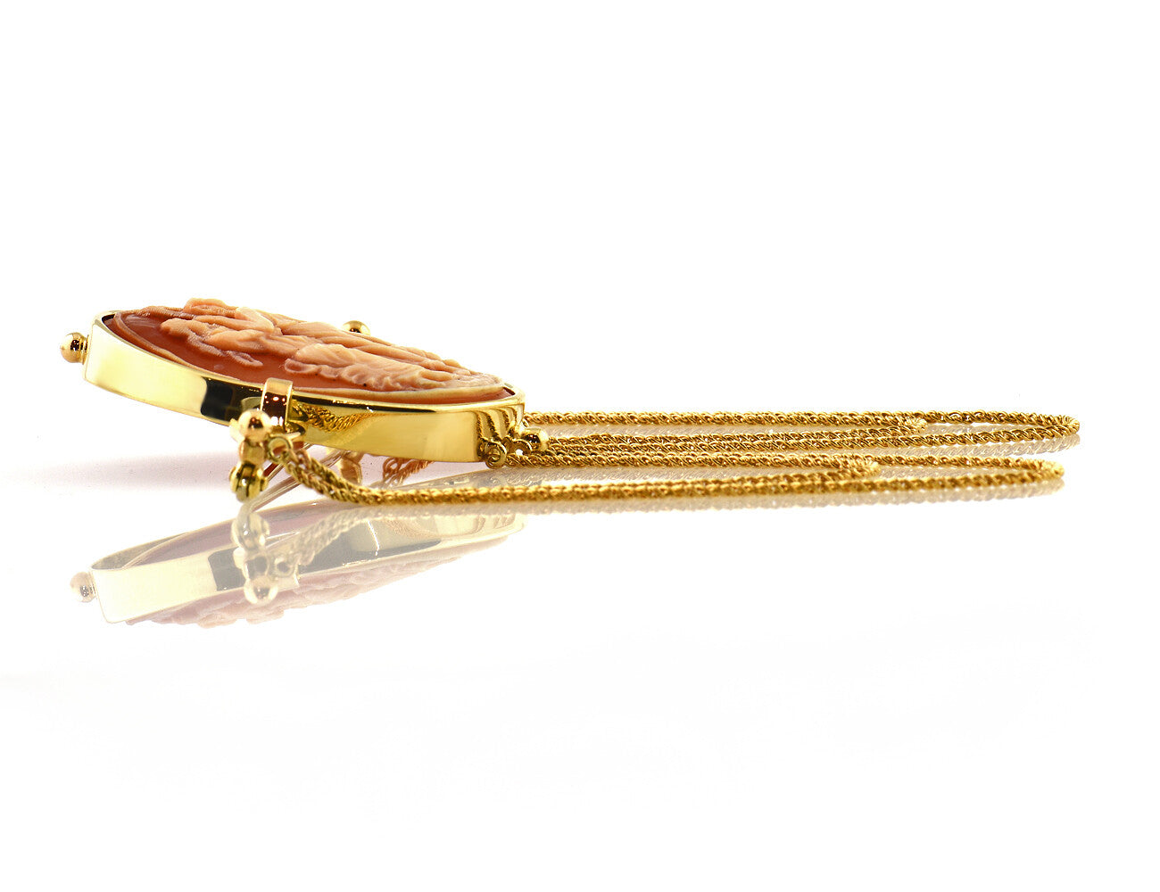 Brosche Muschelgemme 585/000 14 K Gelbgold