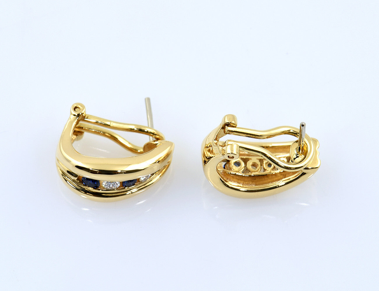 H.Stern Ohrstecker Saphir 750/000 18 K Gelbgold, 4 Diamanten zus. 0,12 ct