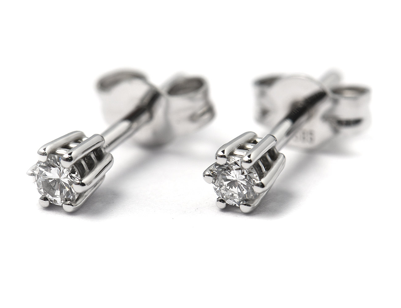Solitär Brillant Ohrstecker Ohrringe 585 14 K Weißgold, 2 Diamanten zus. 0,17 ct