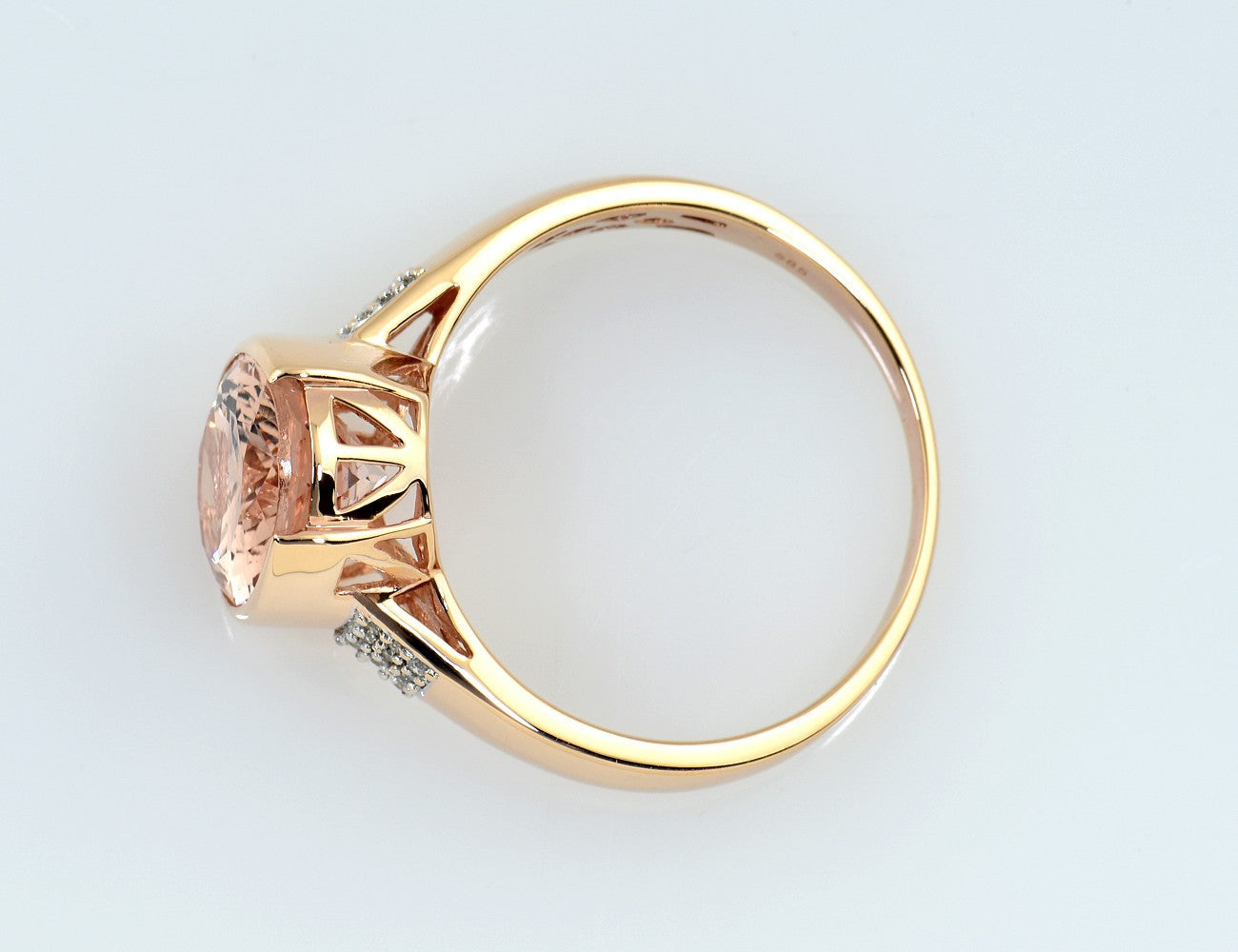 Ring Morganit Diamant 585/000 14 K Rotgold 24 Brillanten zus. 0,24 ct