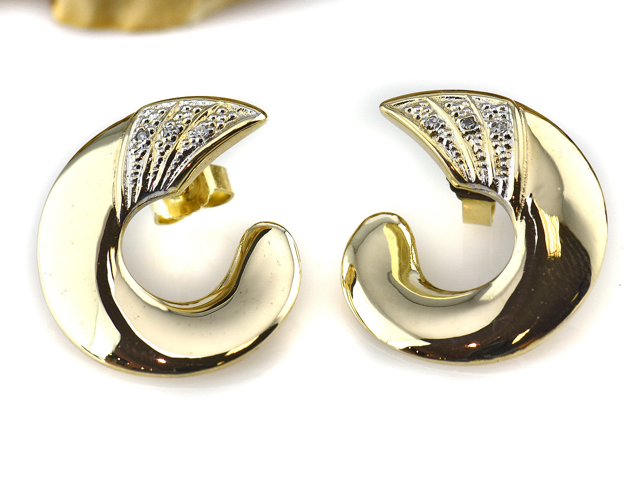 Ohrstecker 585 14 K Gelbgold, 6 Diamanten zus. 0,05 ct