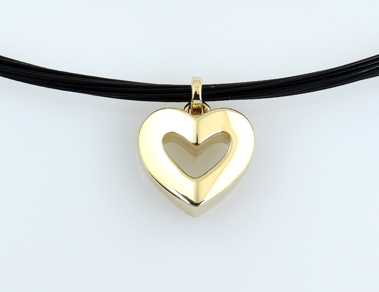 JETTE Halsreif Stahl 45 cm mit Anhänger Herz 585/000 14 K Gelbgold