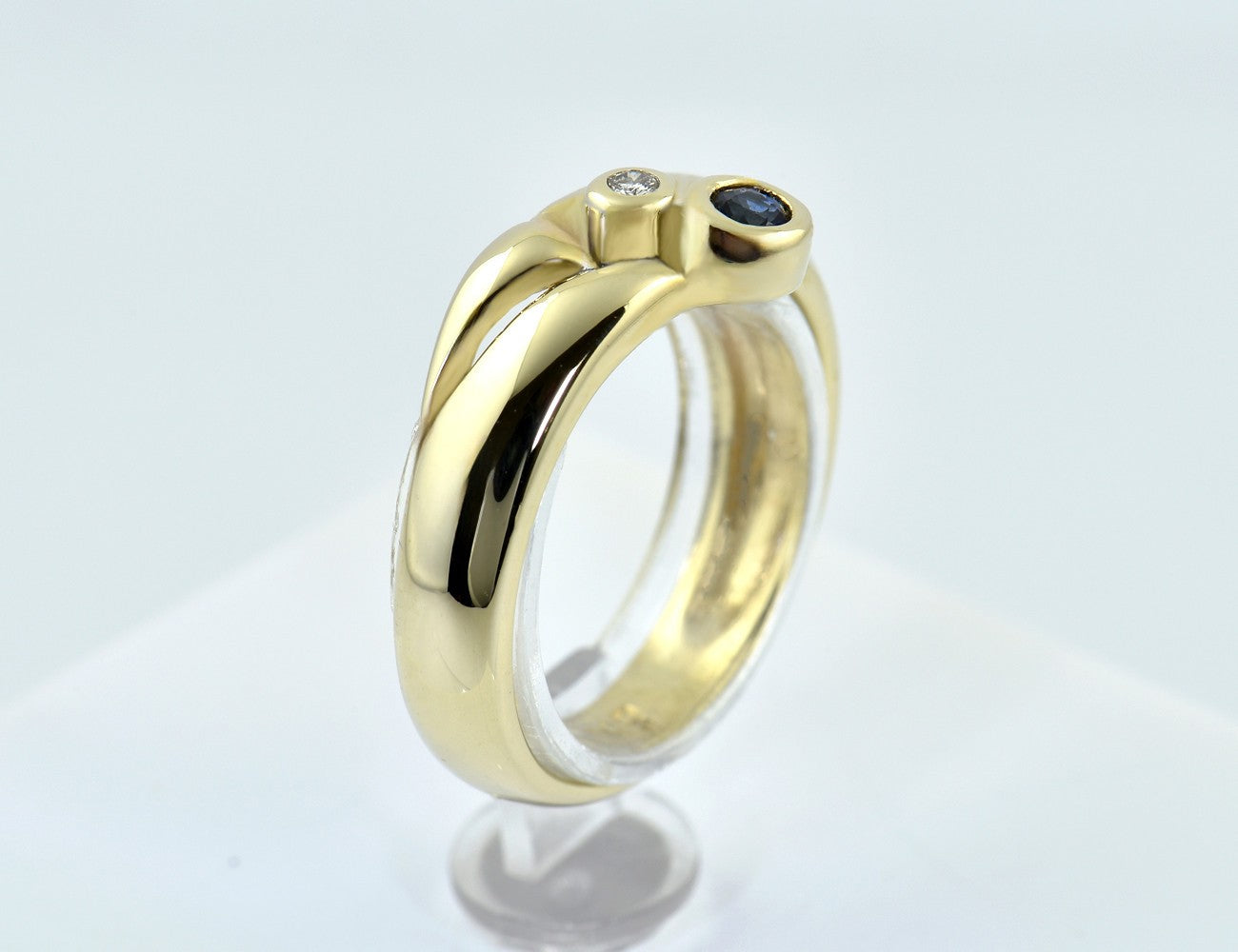 Saphir Diamant Ring 585/000 14 K Gelbgold 1 Diamant 0,015 ct