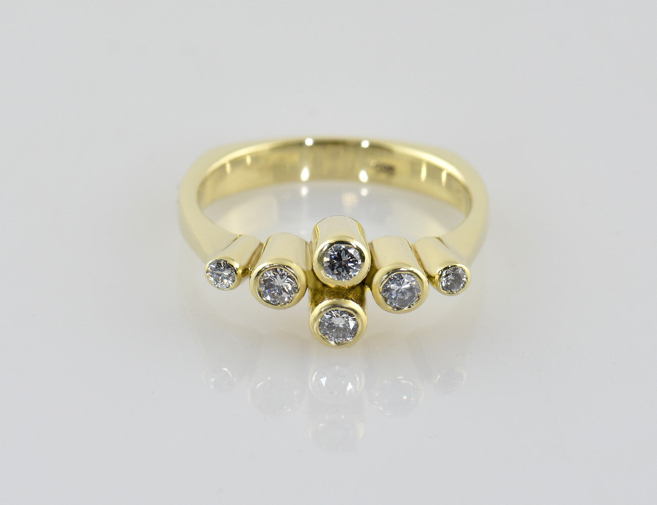 Diamant Ring 585/000 14 K Gelbgold 6 Brillanten zus. 0,34 ct