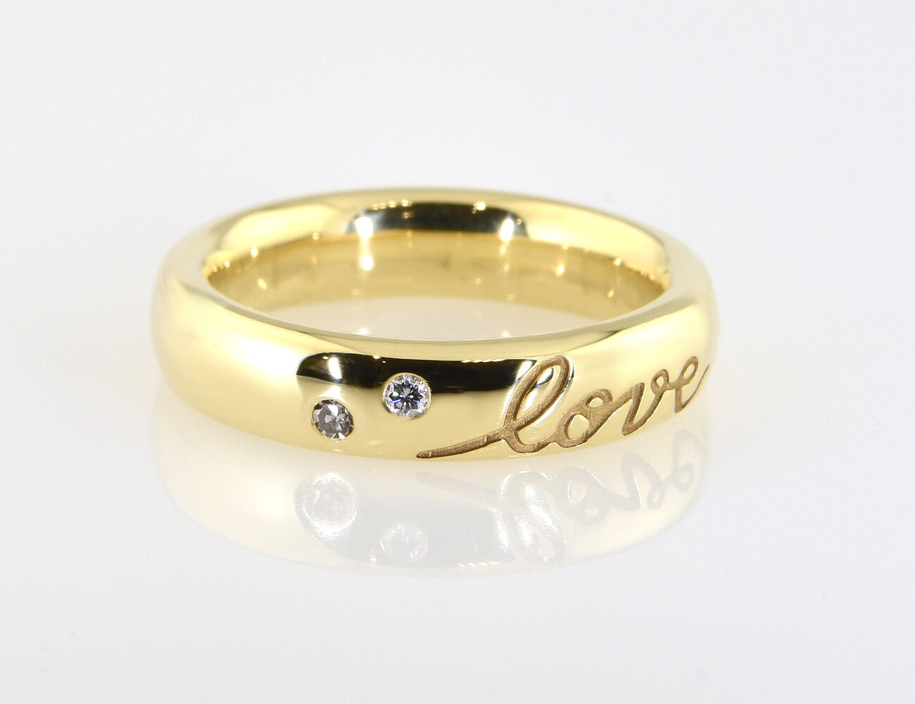 Diamant Ring "love" 585/000 14 K Gelbgold 4 Brillanten zus. 0,08 ct