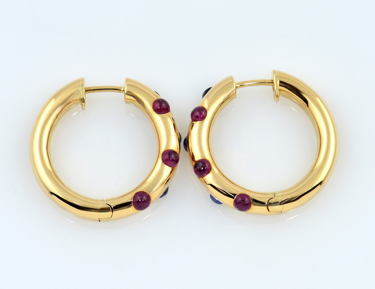 Scharniercreolen 750/000 18 K Gelbgold Saphir Rubin Ohrring