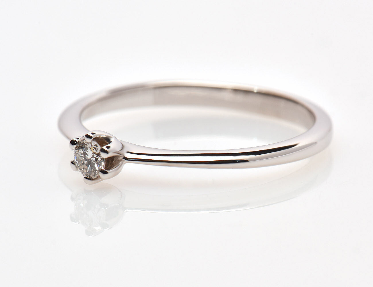 Solitär Diamant Ring 585/000 14 K Weißgold Brillant 0,11 ct