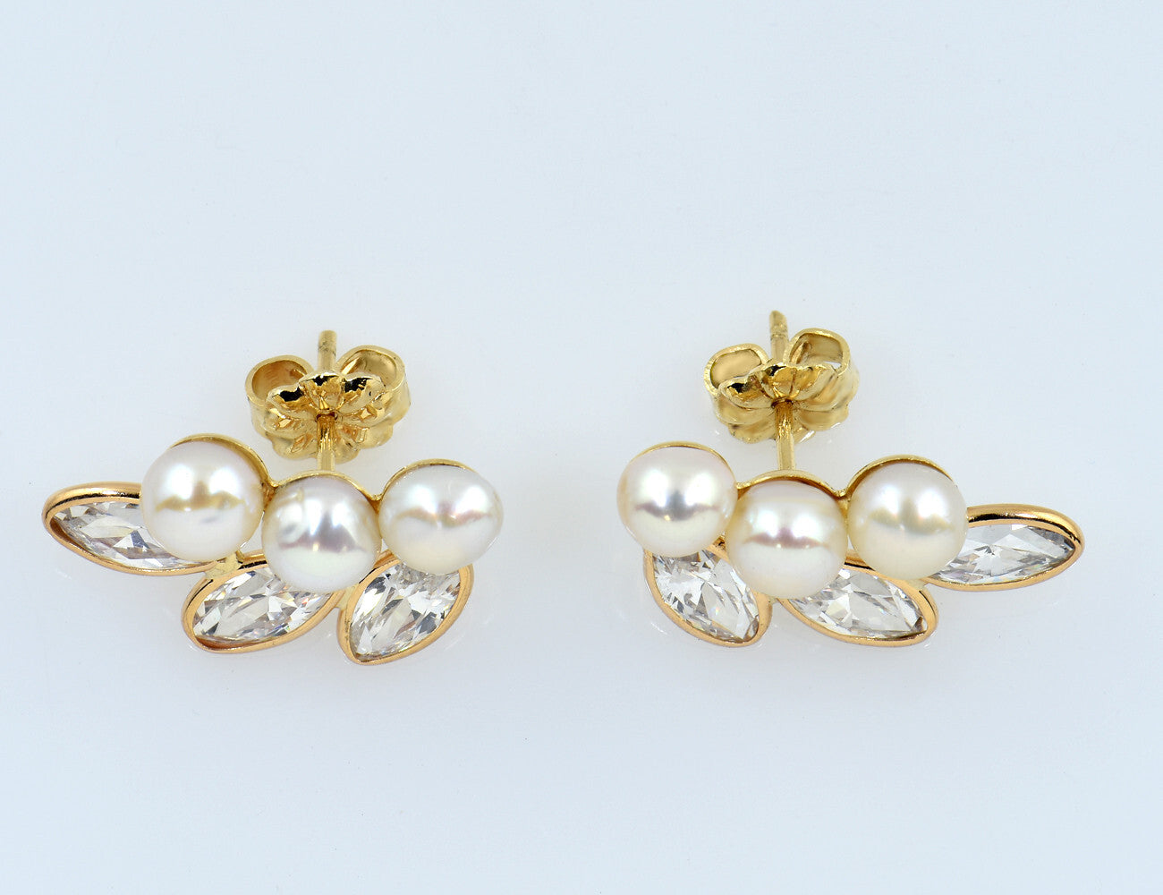 Ohrringe Zuchtperle 585/000 14 K Gelbgold Perlohrstecker Zirkonia