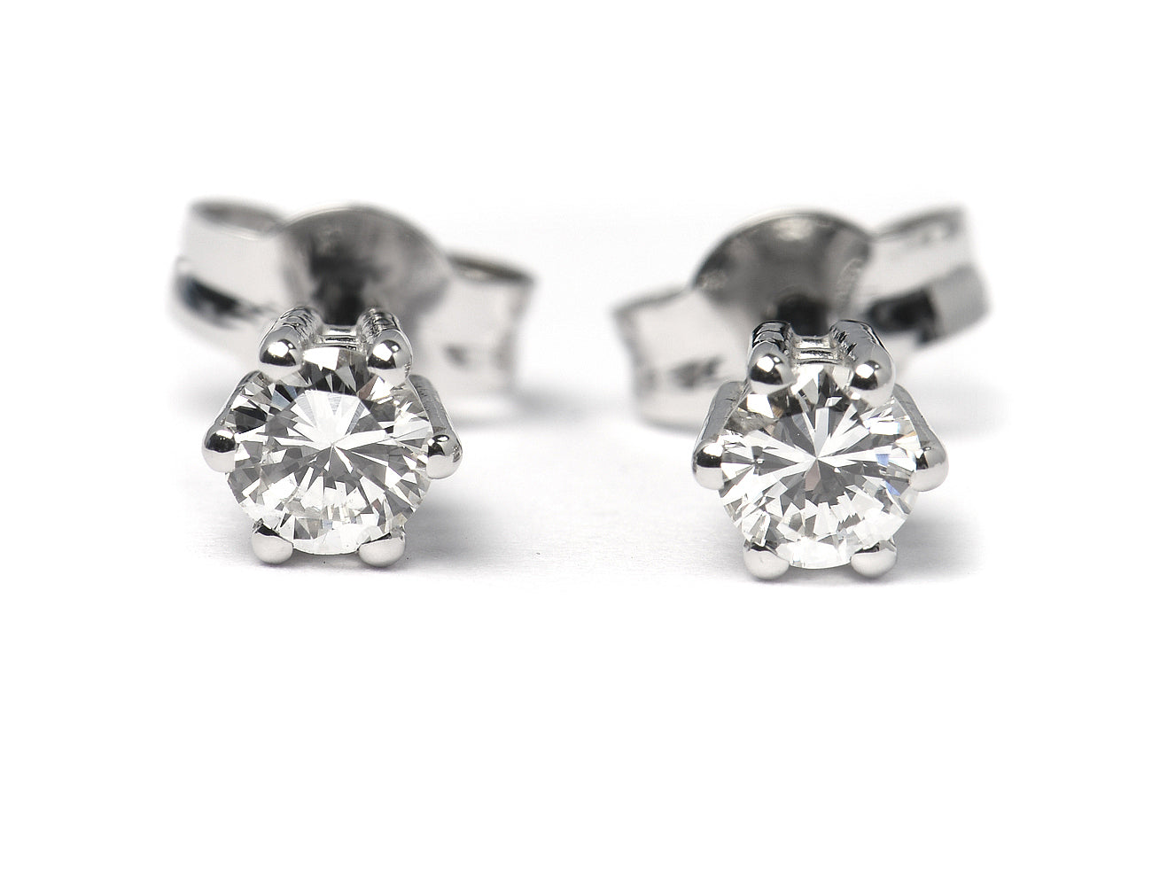 Solitär Brillant Ohrstecker Ohrringe 585 14K Weißgold, 2 Diamanten zus. 0,398 ct