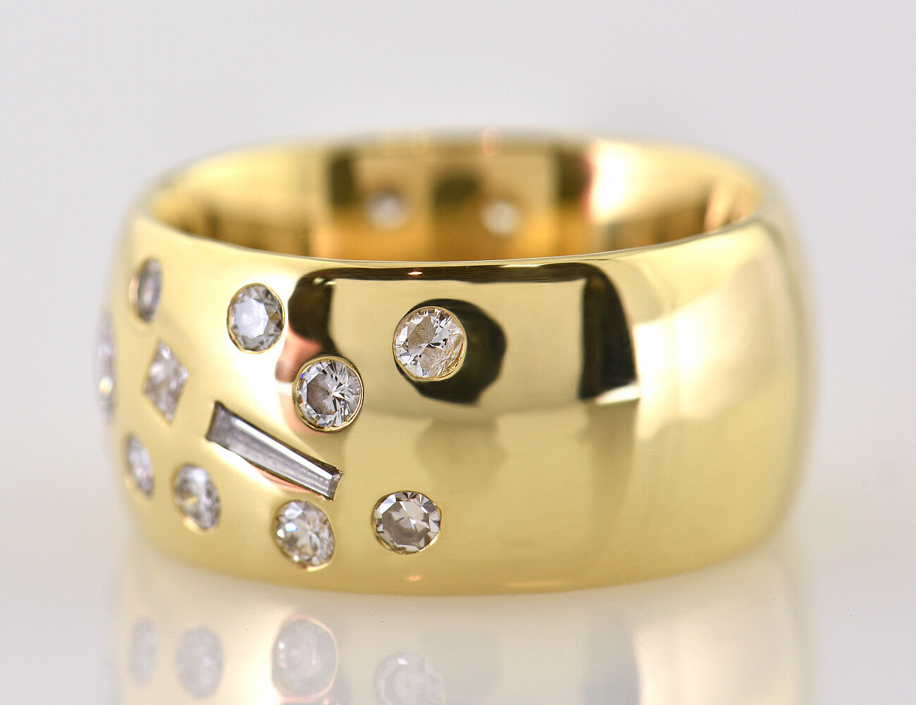 Diamant Ring 750 18 K Gelbgold 22 Diamanten zus. 1,00 ct