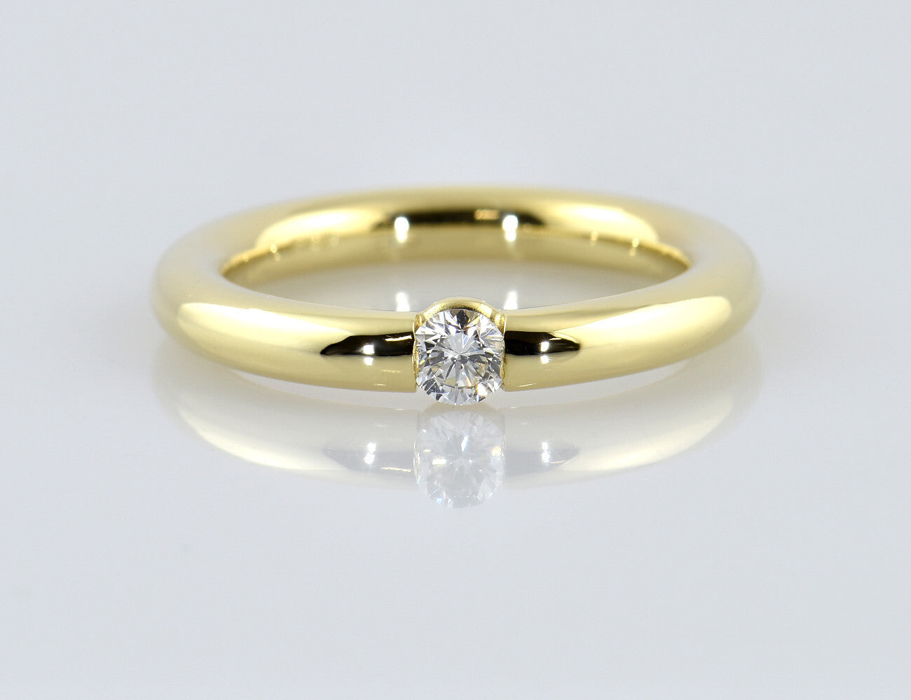 Diamant Solitär Ring 585/000 14 K Gelbgold Brillant 0,16 ct