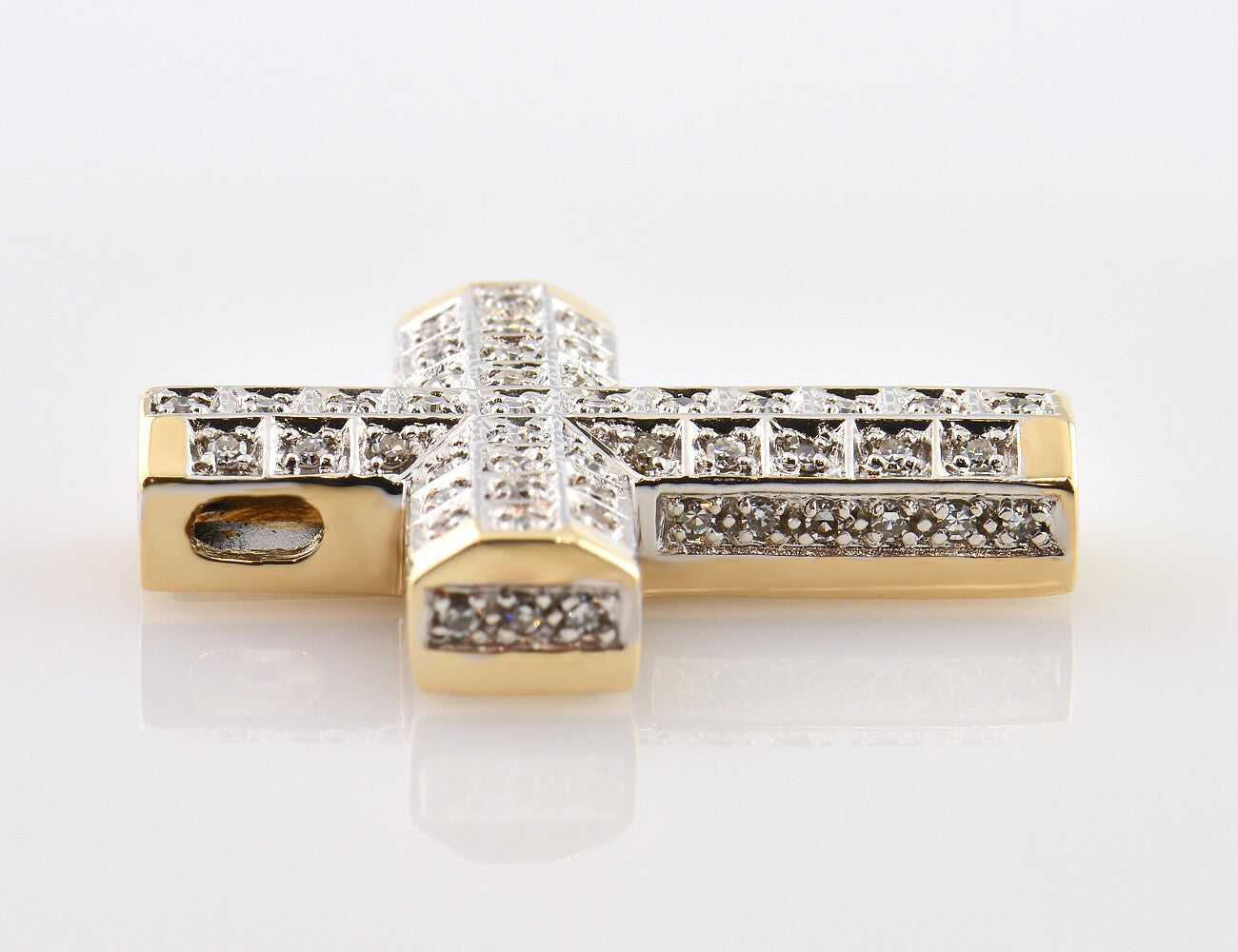 Anhänger Kreuz 585/000 14 K Gelbgold 47 Diamanten zus. 0,75 ct