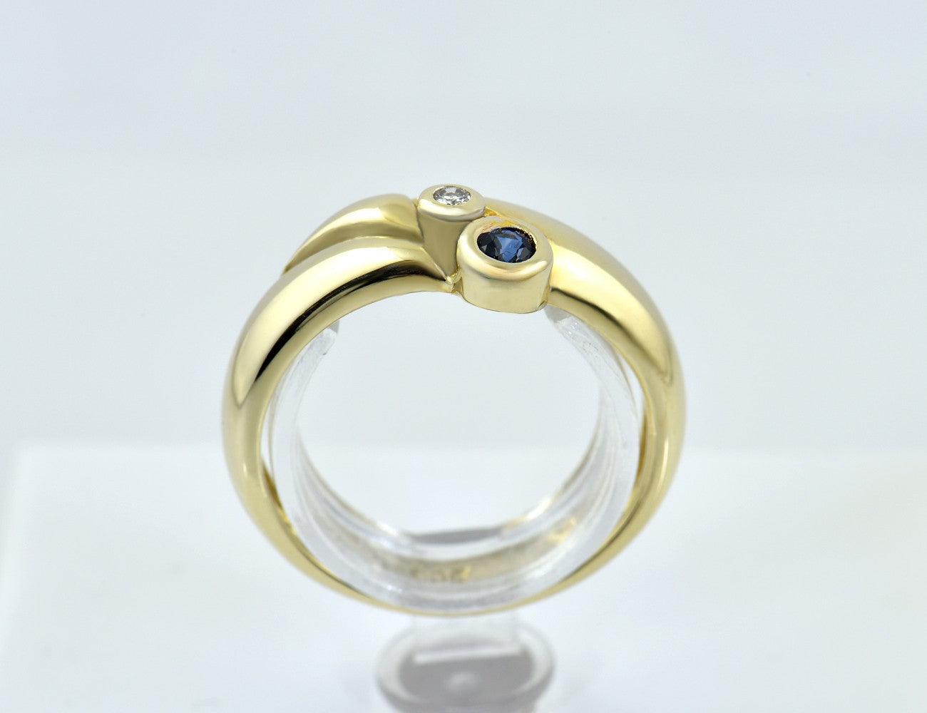 Saphir Diamant Ring 585/000 14 K Gelbgold 1 Diamant 0,015 ct