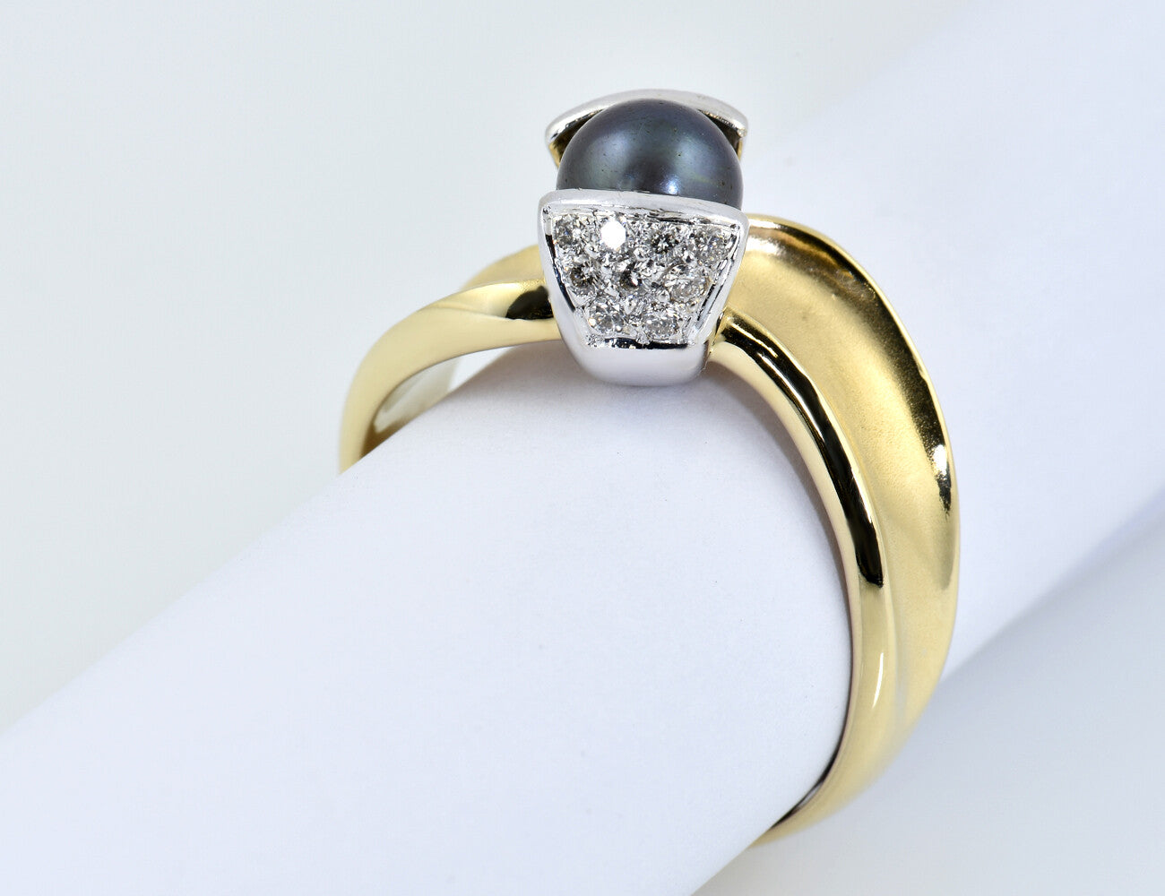 Ring Tahitiperle 585/000 14 K Gelbgold 18 Brillanten zus. 0,25 ct