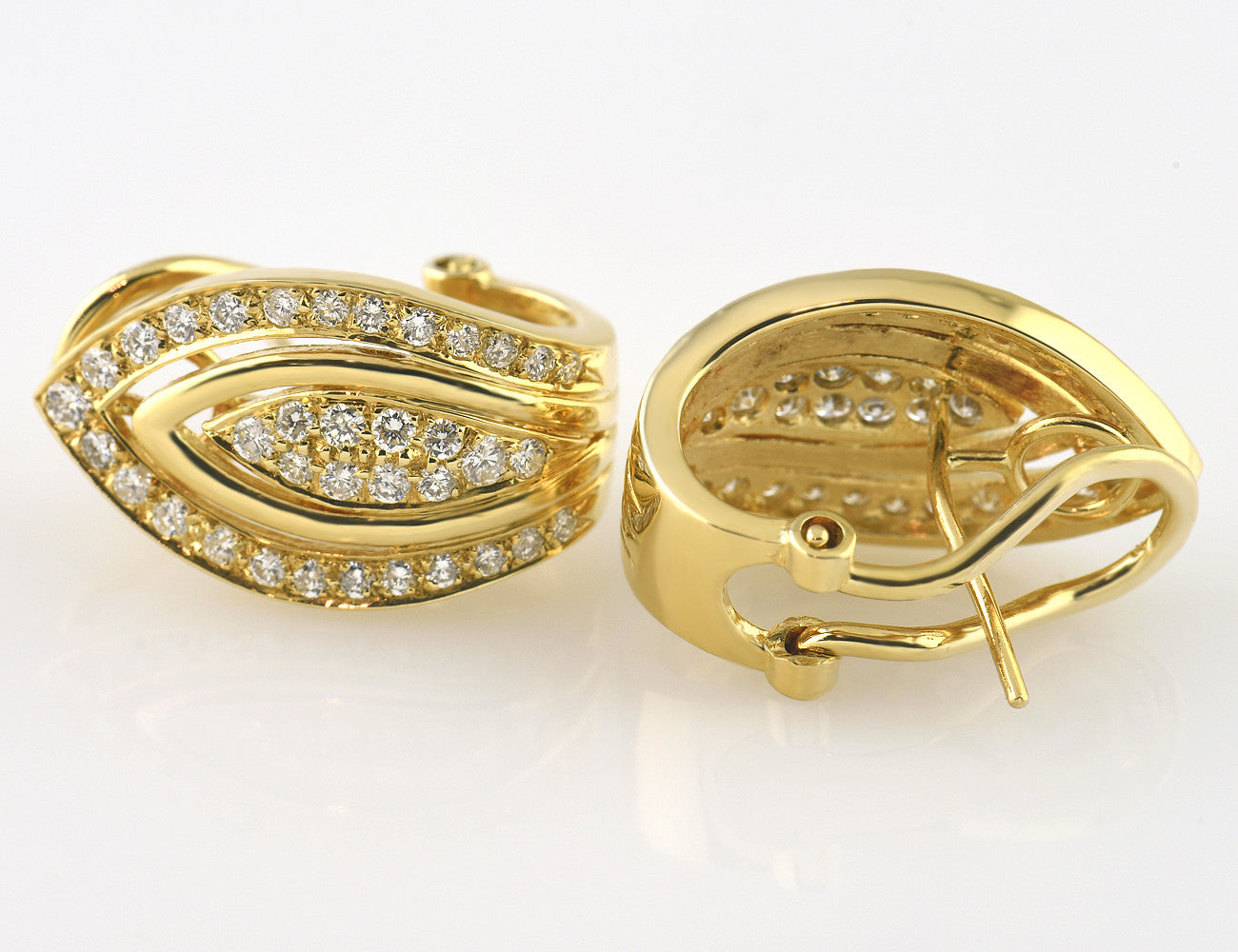 Ohrstecker 750 18 K Gelbgold, 72 Diamanten zus. 1,10 ct