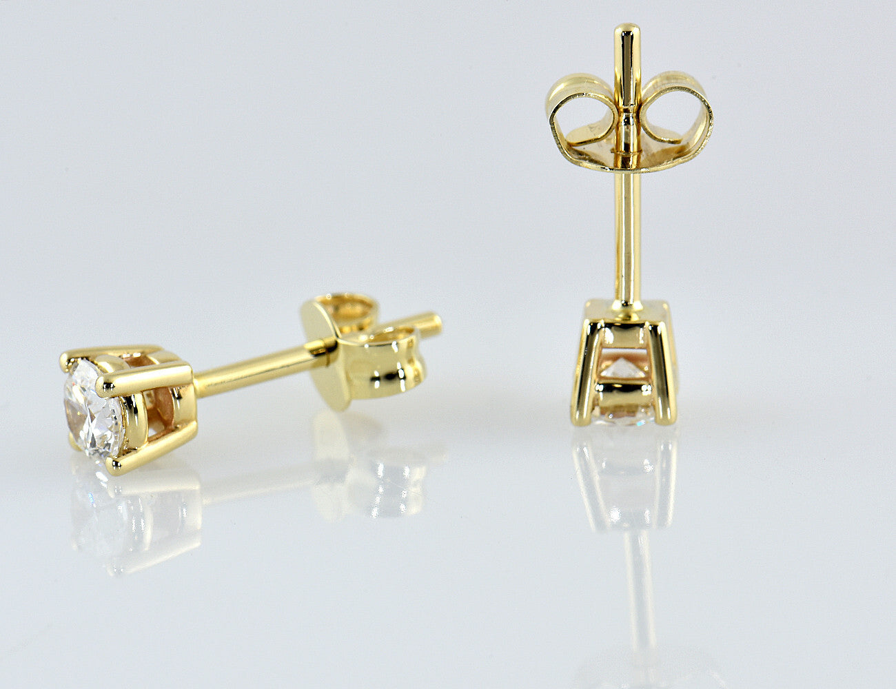 Solitär Brillant Ohrstecker Ohrringe 585 14 K Gelbgold, 2 Diamanten zus. 0,50 ct