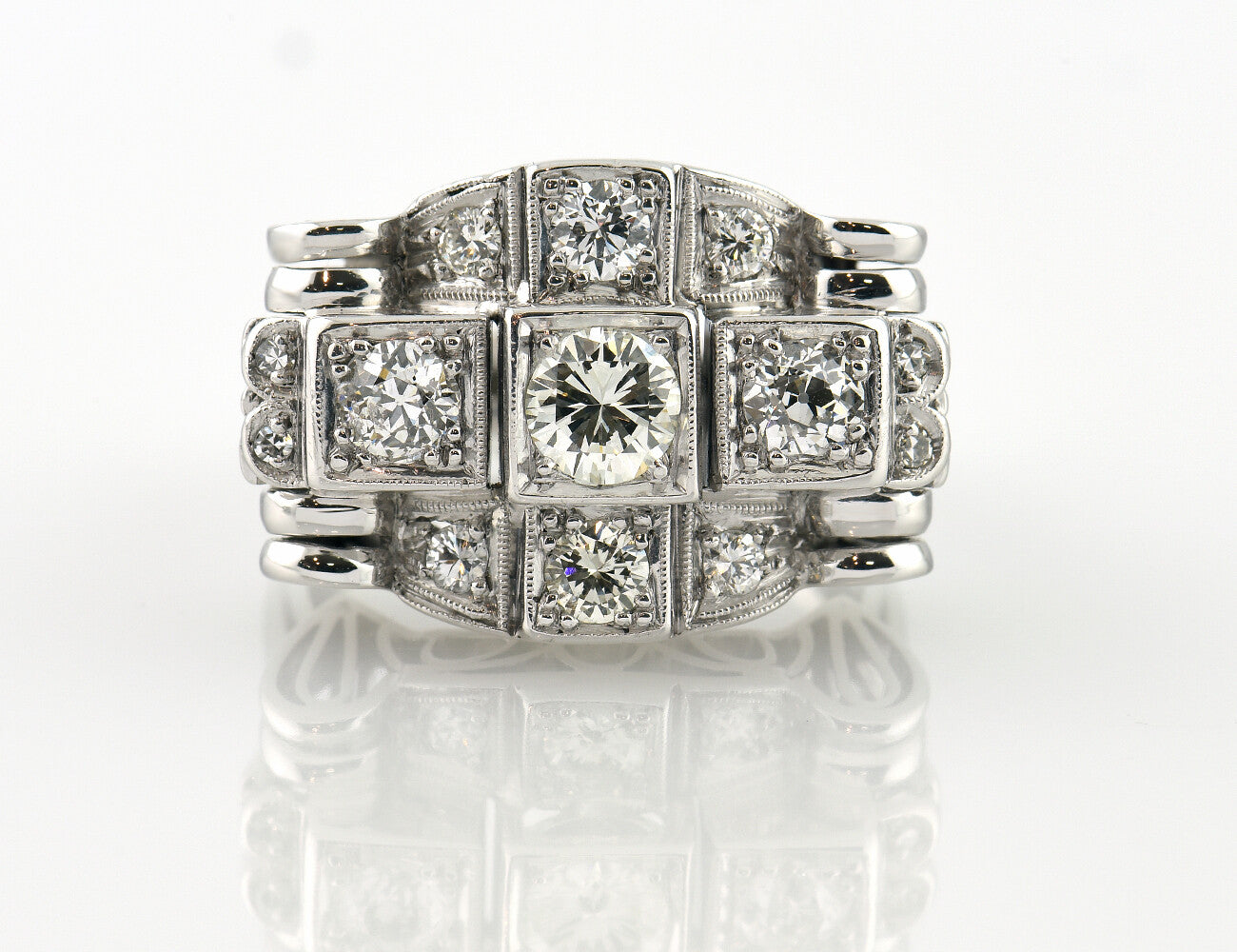 Diamant Ring 585 14 K Weißgold 13 Diamanten zus. 1,50 ct