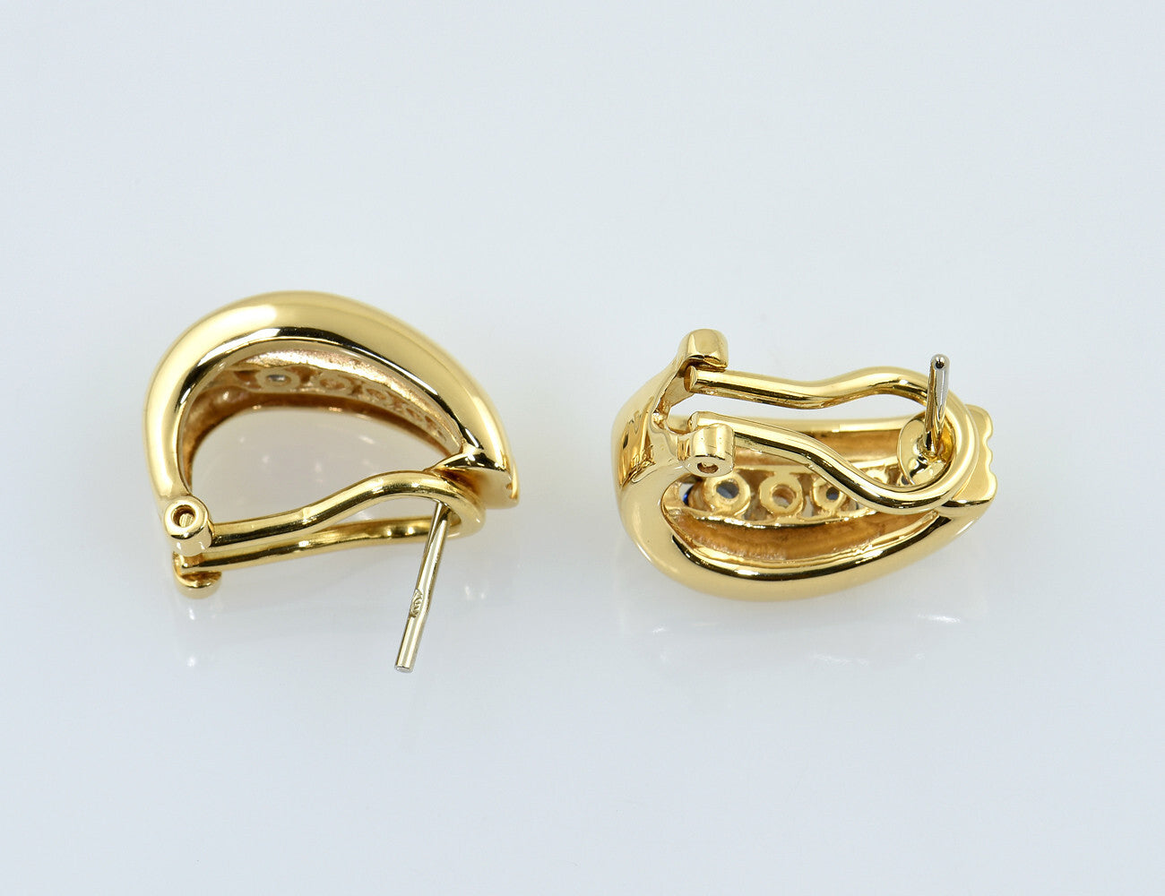 H.Stern Ohrstecker Saphir 750/000 18 K Gelbgold, 4 Diamanten zus. 0,12 ct