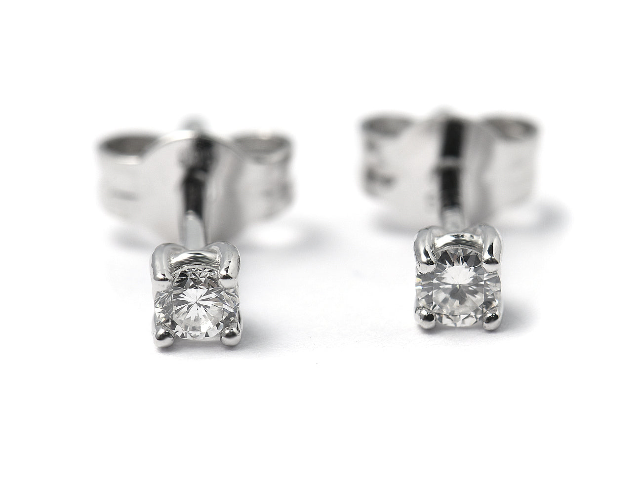 Solitär Brillant Ohrstecker Ohrringe 585 14 K Weißgold, Diamant total 0,16 ct