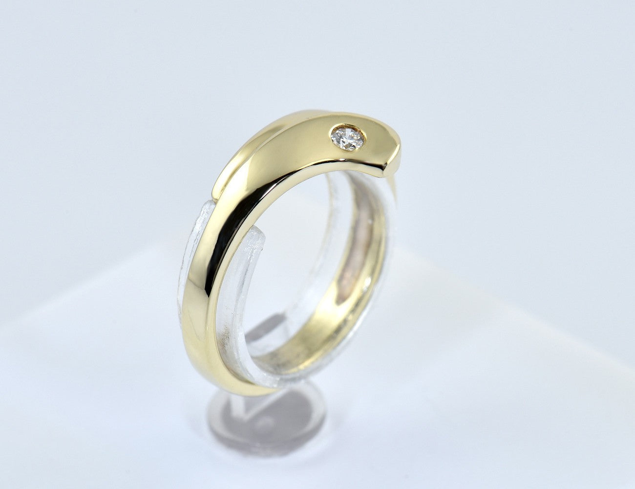 Diamant Ring 585/000 14 K Gelbgold 1 Brillant 0,04 ct