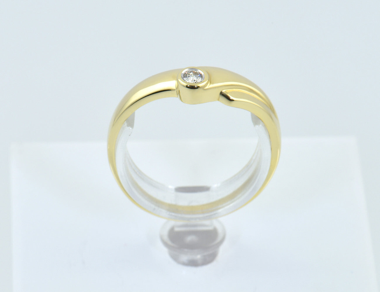 Diamant Ring 585/000 14 K Gelbgold 1 Brillant 0,05 ct