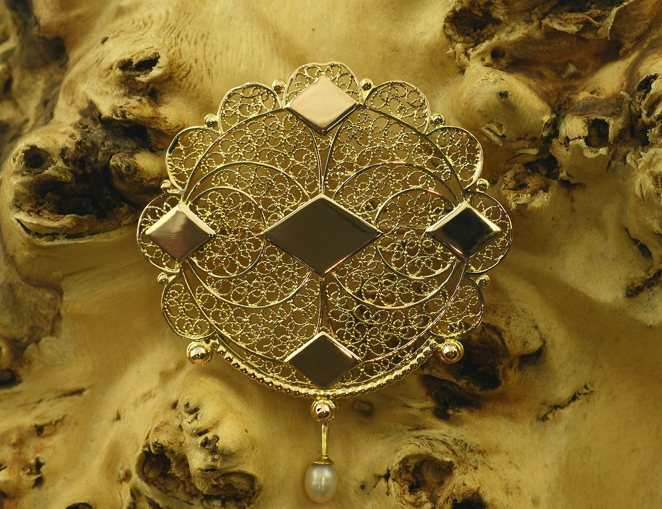 Brosche Zuchtperle 585 14 K Gelbgold