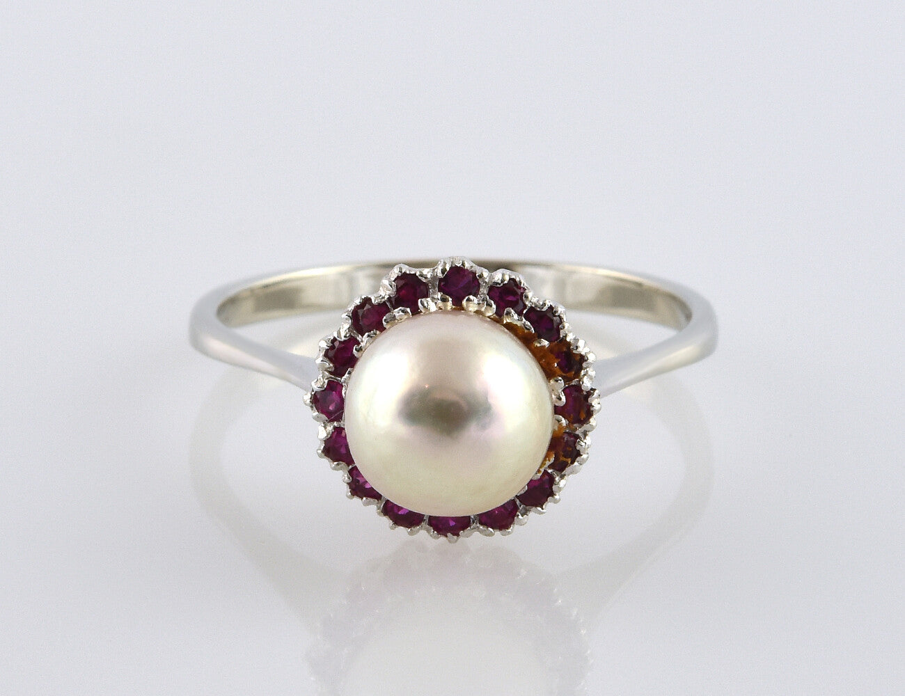 Ring Akoyaperle Rubin 585/000 14 K Weißgold