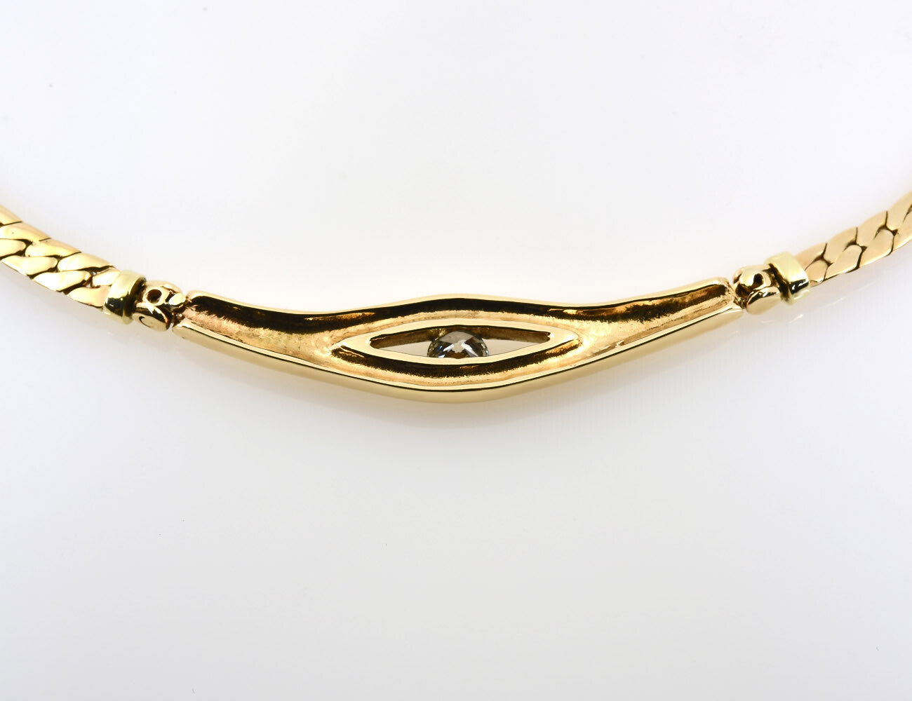 Kette 585/000 14 K Gelbgold Collier 11 Brillanten zus. 0,40 ct, 42 cm lang