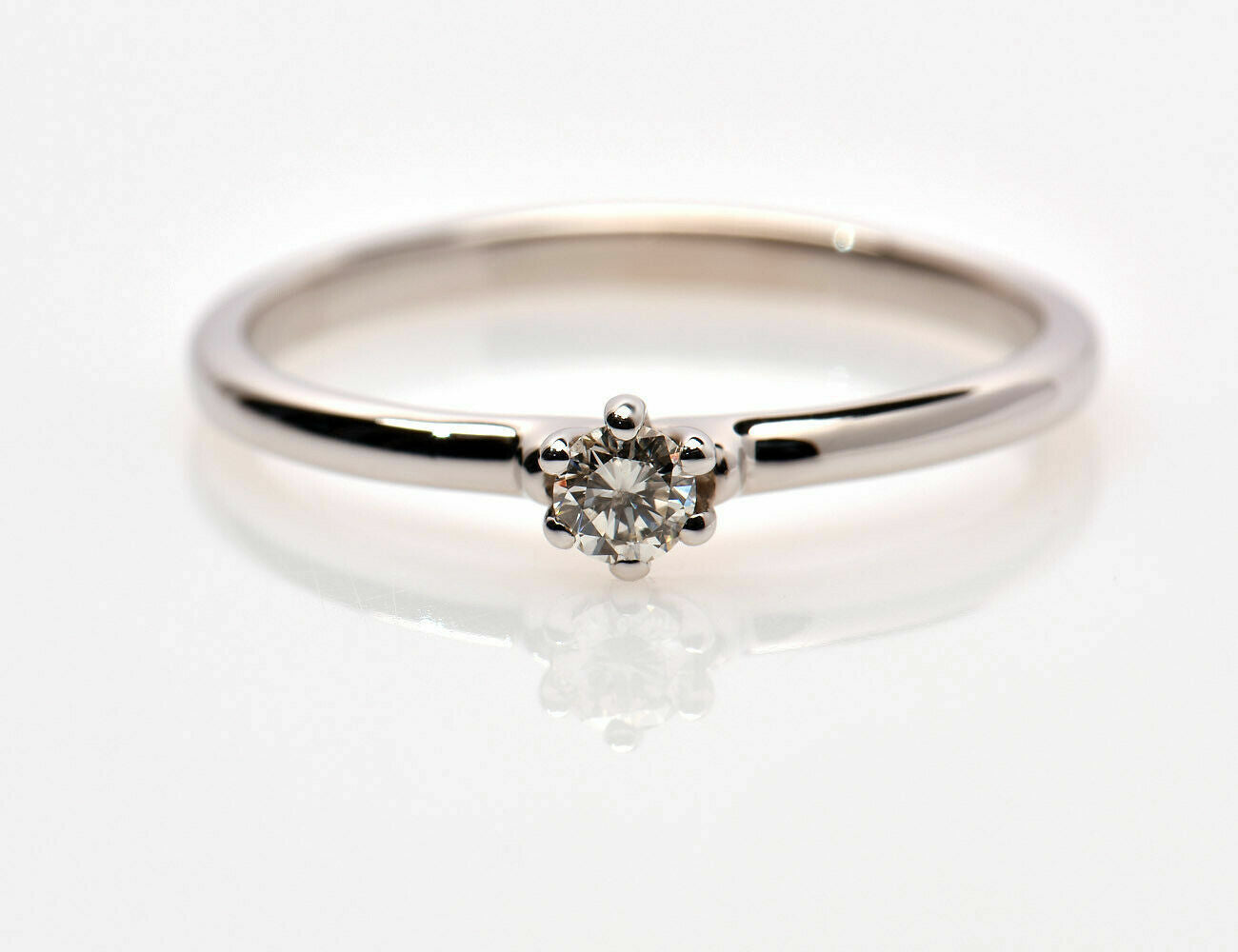 Solitär Diamant Ring 585/000 14 K Weißgold Brillant 0,13 ct