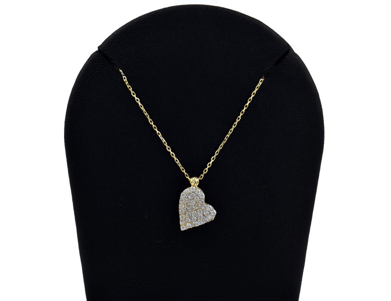 Anhänger Herz mit Kette 585/000 14 K Gelbgold Zirkonia 44 cm