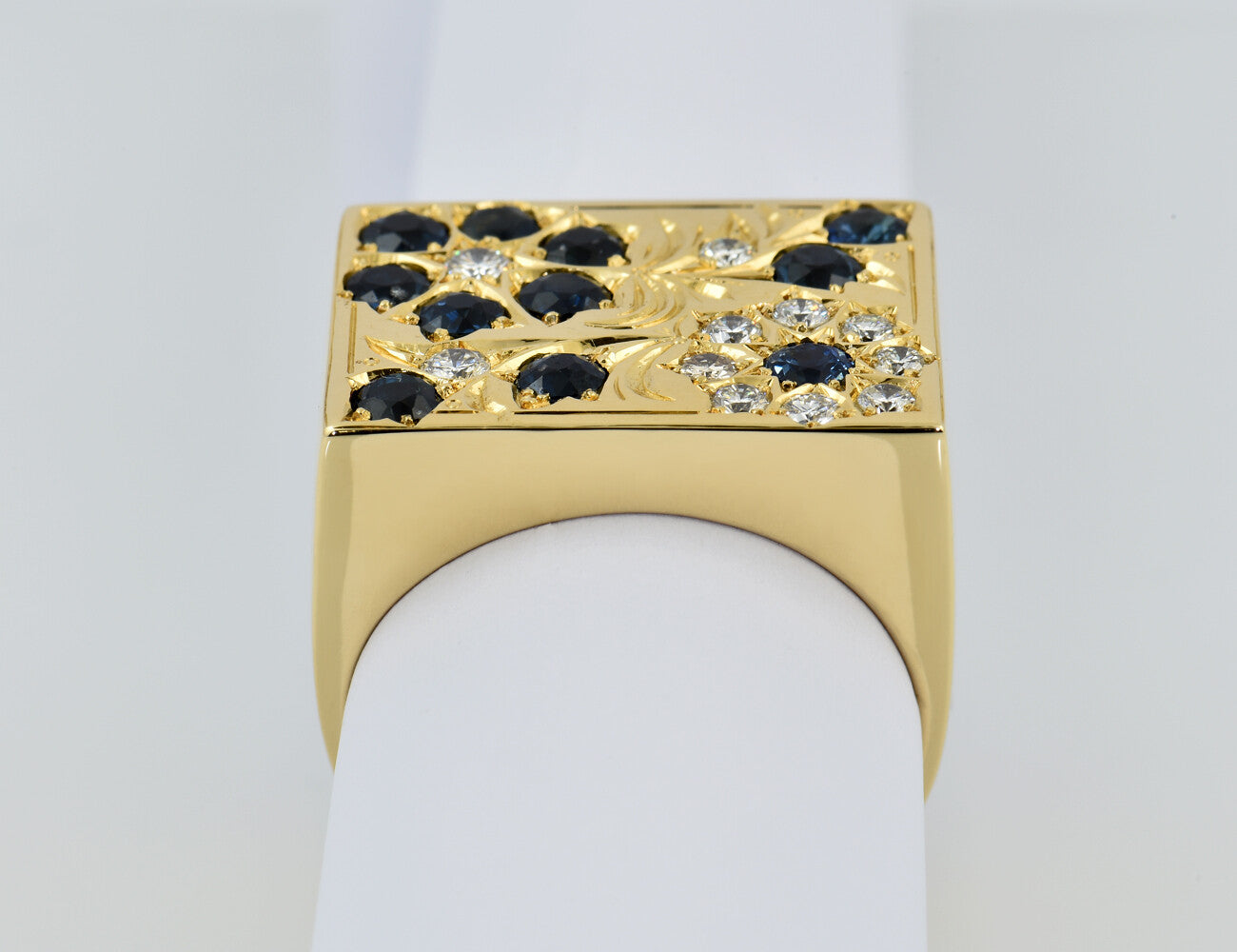 Saphir Diamant Ring 750/000 18 K Gelbgold 11 Brillanten zus. 0,60 ct