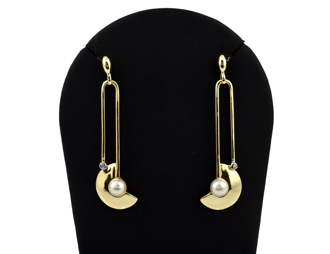 Earrings/pendants 585/000 14 K yellow gold cultured pearl 2 diamonds total 0.02 ct