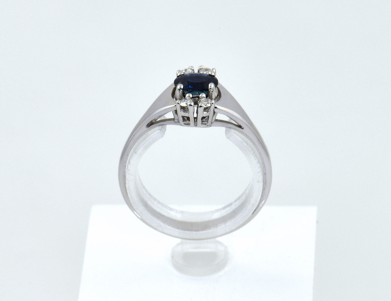 Saphir Diamant Ring 585/000 14 K Weißgold 4 Brillanten zus. 0,07 ct